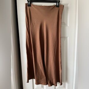 Zara Brown Midi Slip Skirt